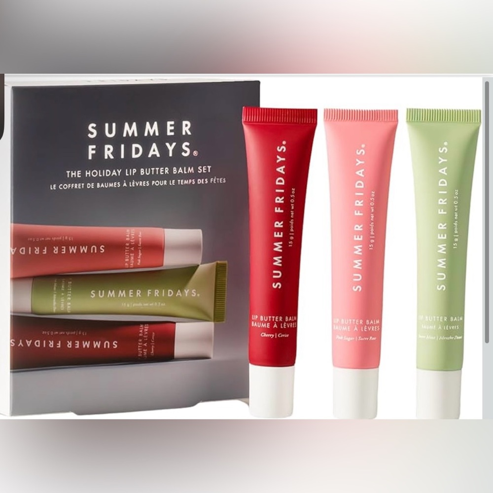Summer Fridays Lip Butter Balm Trio Cherry Pink Sugar Sweet Mint